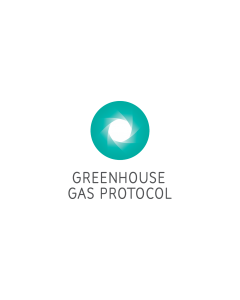 GHG Protocol Logo, Green Iris above Greenhouse Gas Protocol