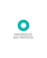 GHG Protocol Logo, Green Iris above Greenhouse Gas Protocol